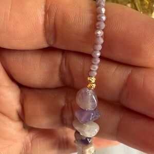 Authentic Purple Amethyst & White Quartz Chips Bracelets - Set of 4